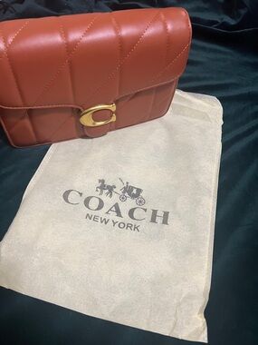 Coach Quilted Shoulder Bag in Rust Brown with Gold Hardware